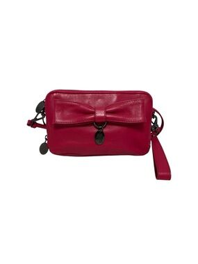 Badgley Mischka Solid Magenta Leather Bow Crossbody Handbag